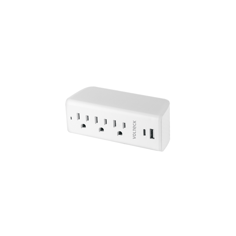 Multicontacto de Pared 490 Joules 3 Contactos Y 2 Usb A+c