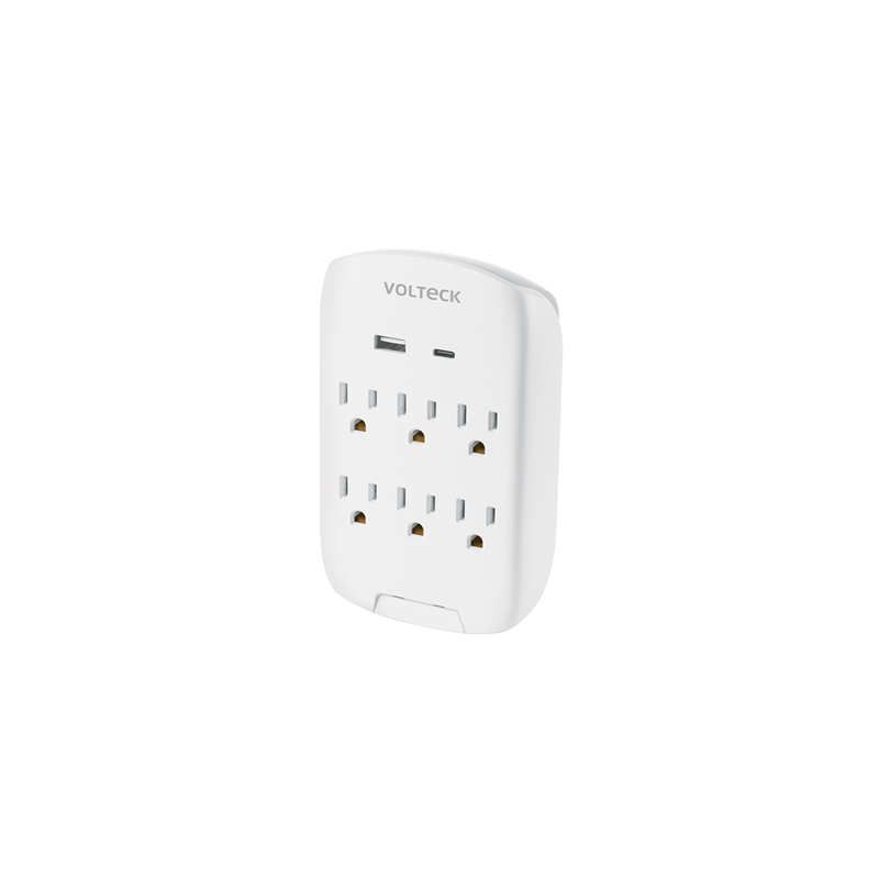 Multicontacto de Pared 800 Joules 6 Contactos Y 2 Usb A+c