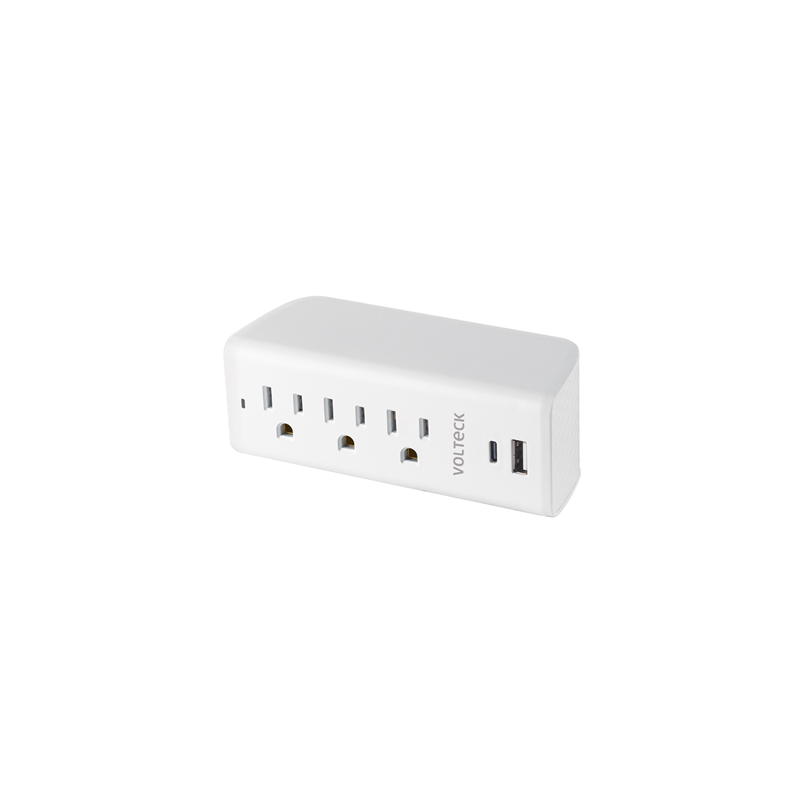 Multicontacto de Pared 3 Contactos Y 2 Usb A+c Volteck