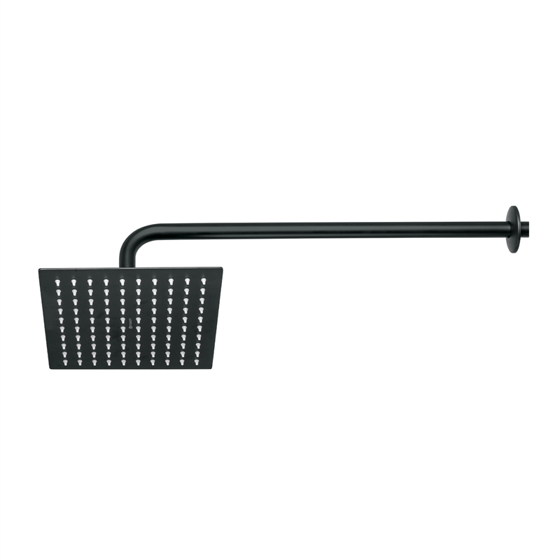 Regadera Plato Cuadrado 8 con Brazo Negro Foset Riviera
