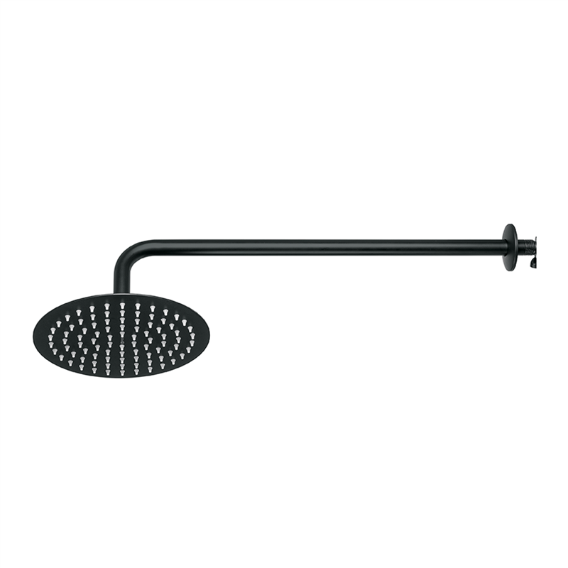 Regadera Plato Redondo 8 con Brazo Negro Foset Riviera