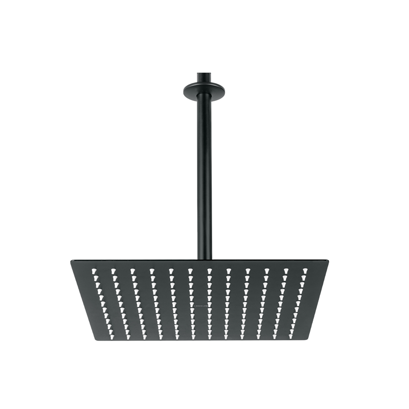 Regadera Plato Cuadrado 12 con Brazo Negro Foset Riviera