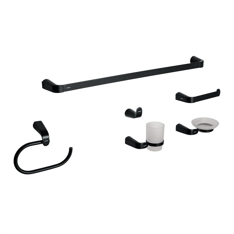 Juego de 6 Accesorios para Baño Negro Foset Riviera Juego de 6 Accesorios para Baño Negro Foset Riviera