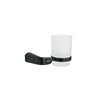Portavaso Cepillero con Vaso de Vidrio Negro Foset Riviera
