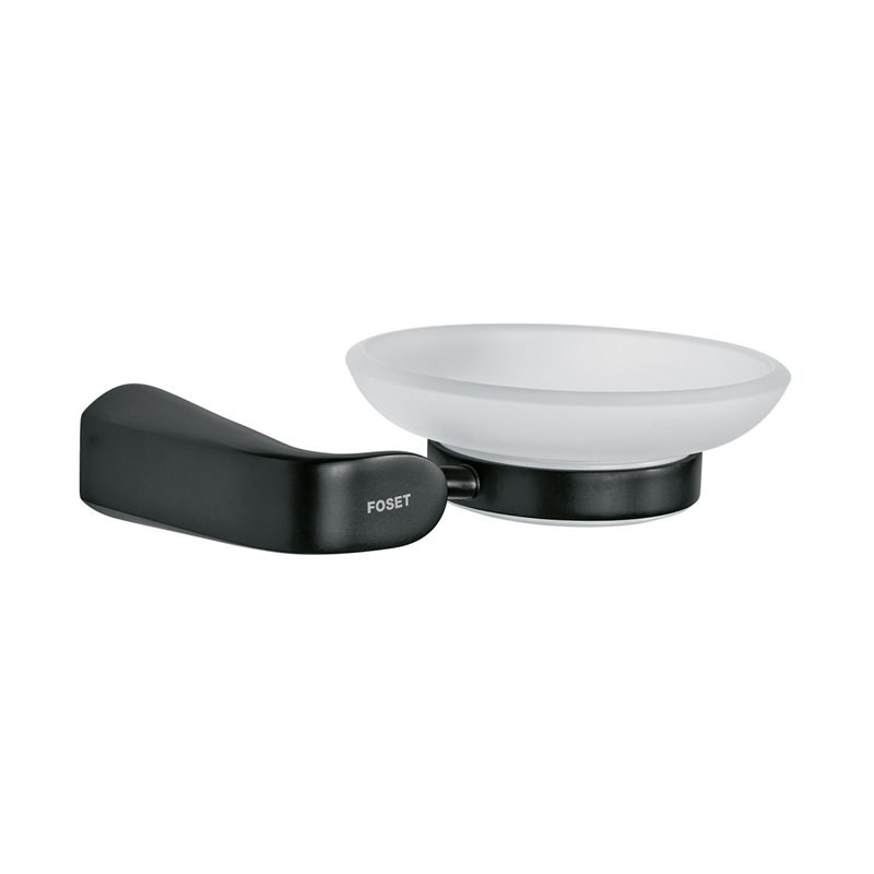 Jabonera con Plato de Vidrio Negro Foset Riviera