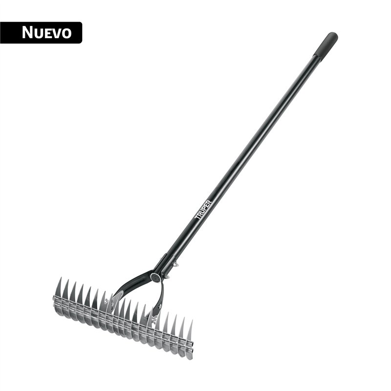 Rastrillo Aireador de 19 Dientes, Mango 54", Fibra Vidrio Truper