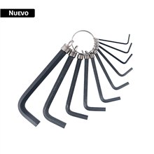 Juego de 10 Llaves Hexagonales Std Tipo Llavero Pretul