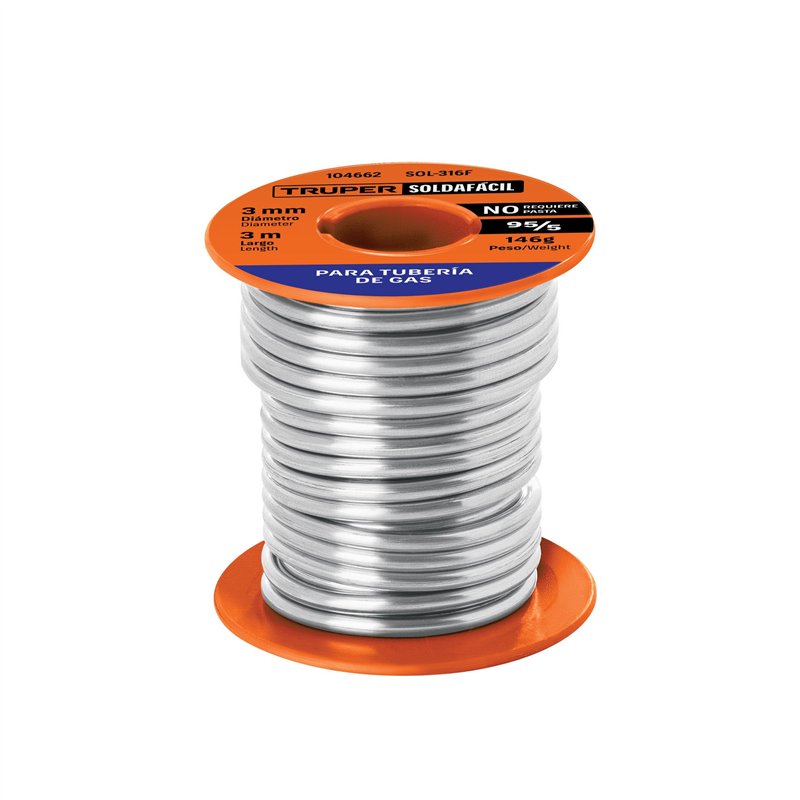 Soldadura 95/5 para Tubería de Gas 158 G Soldafácil