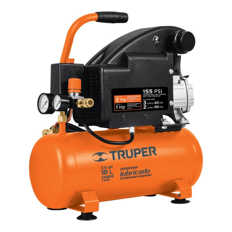 Compresor Lubricado de 10 Lts 2 HP TRUPER