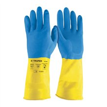 Guantes de látex antiderrapantes azul con amarillo