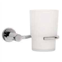 Portavaso Cepillero Cromo con Vaso de Vidrio Foset Element