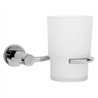 Portavaso Cepillero Cromo con Vaso de Vidrio Foset Element
