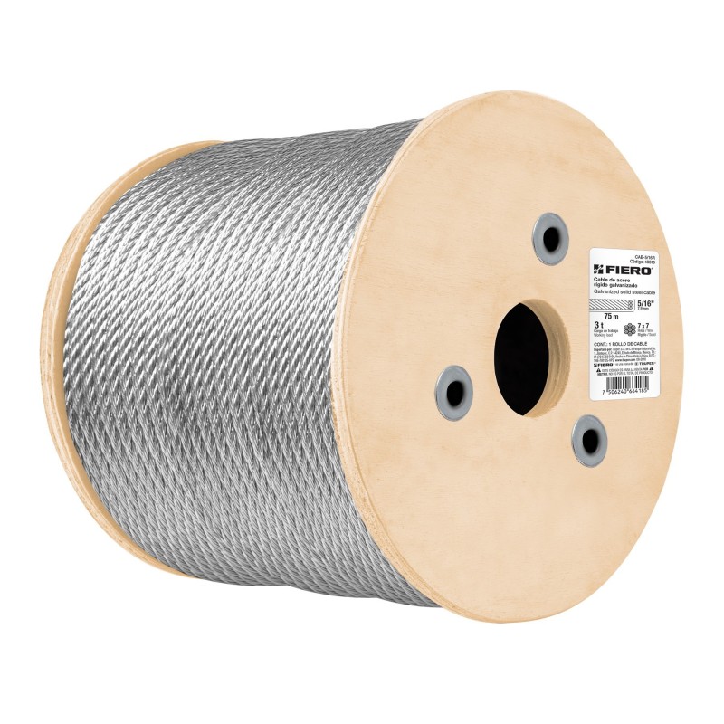 Cables de acero, 7x7 hilos, 300 m FIERO