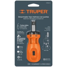 Desarmador Tipo Trompo con Matraca 6 Puntas Dobles Blister