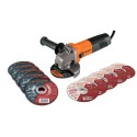 Esmeriladora 4-1/2" 850w c/5 Discos de Corte y 5 Desbaste