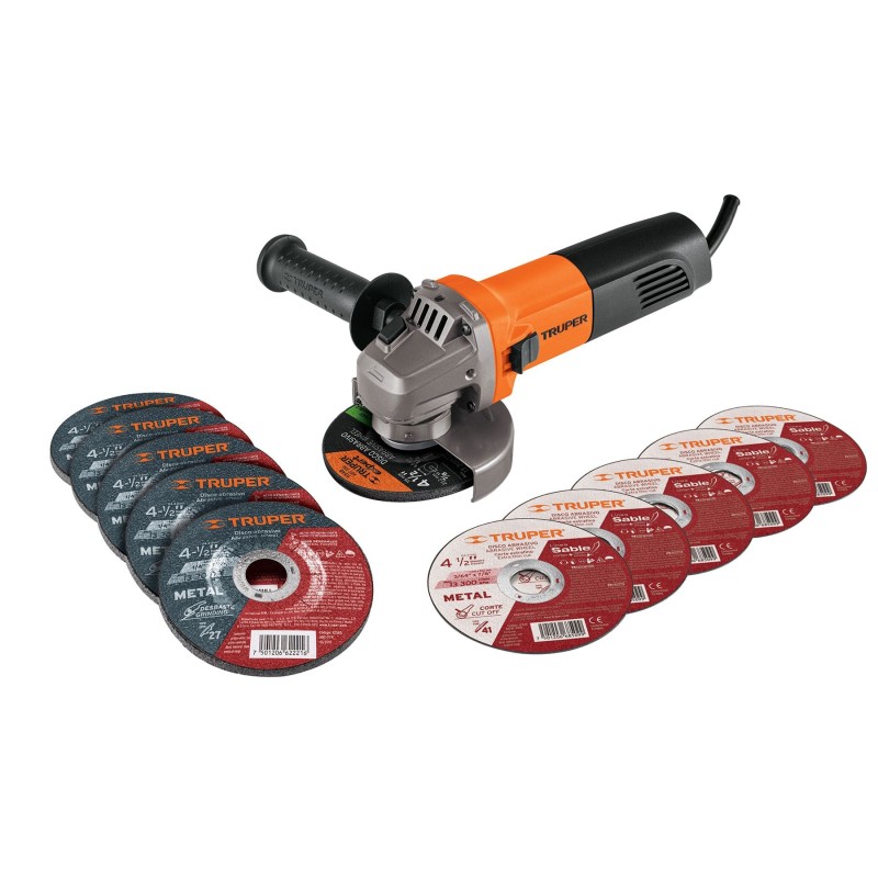 Esmeriladora 4-1/2" 850w c/5 Discos de Corte y 5 Desbaste Esmeriladora 4-1/2" 850w c/5 Discos de Corte y 5 Desbaste