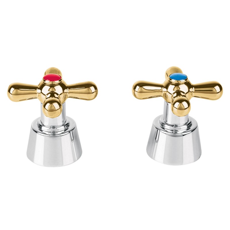 Juego de 2 Manerales de Palanca p/Lavabo Cromo/oro Aqua Juego de 2 Manerales de Palanca p/Lavabo Cromo/oro Aqua