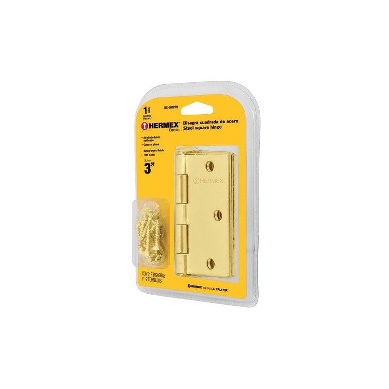 Bisagra Cuadrada acero latonado cabeza plana Blister Basic Bisagra Cuadrada acero latonado cabeza plana Blister Basic
