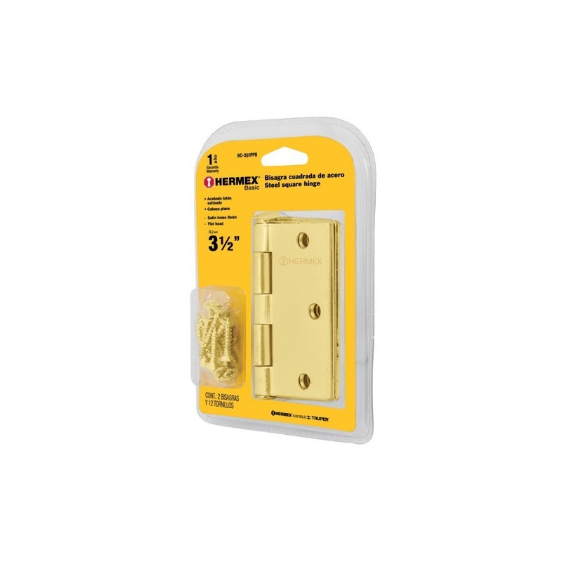 Bisagra Cuadrada acero latonado cabeza plana Blister Basic Bisagra Cuadrada acero latonado cabeza plana Blister Basic