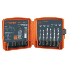 Juego de 6 Brocas HSS con Machuelo para Metal Truper
