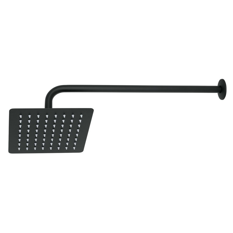 Regadera Cuadrada 8 Acero Inox con Brazo Negro Túbig Regadera Cuadrada 8 Acero Inox con Brazo Negro Túbig