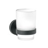 Portavaso Cepillero Negro con Vaso de Vidrio Foset Túbig Portavaso Cepillero Negro con Vaso de Vidrio Foset Túbig