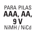 Cargador de pilas, AA, AAA y 9V, incluye 2 pilas AA, Volteck, Cargadores De  Pilas, 46044